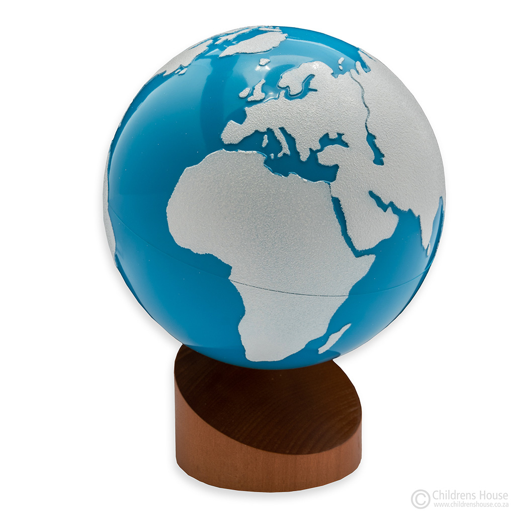 The Globe of Land and Water Childrens House Montessori Materials sandy  textured land
