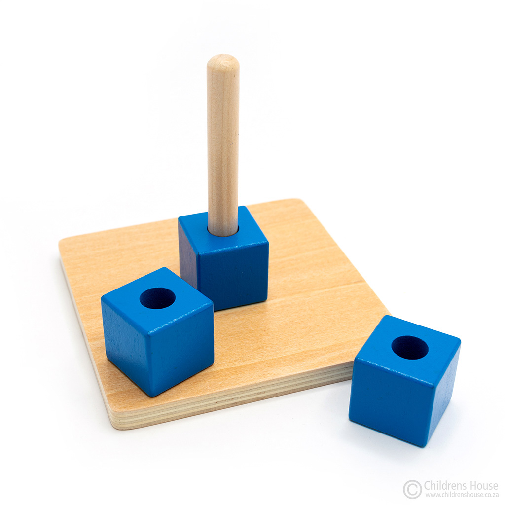 3 Cubes on Vertical Dowel