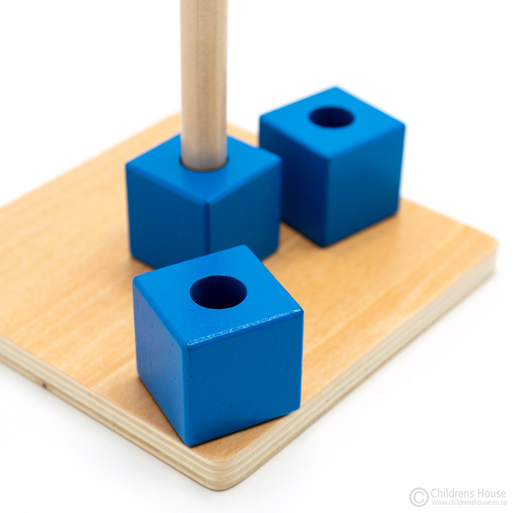3 Cubes on Vertical Dowel