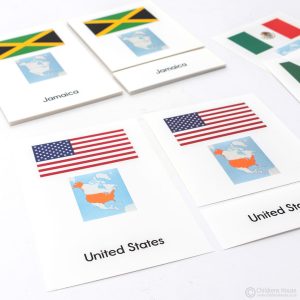 North America Flags - 3 Part Cards - Childrens House flags of 18 countries