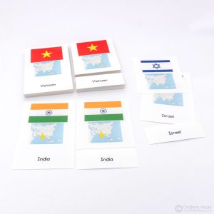 Asia Flags - 3 Part Cards