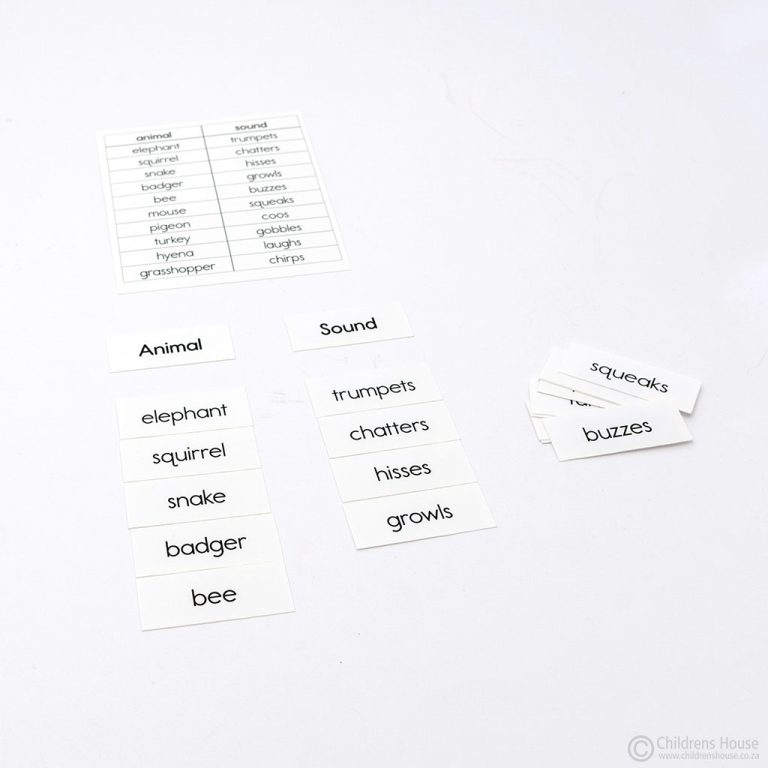 Animals and their Sounds - Childrens House - sort & match under headings