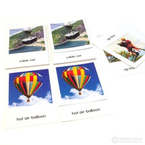A cable car, hot air balloon, and zip lining, are images to describe Recreational Air Transport.