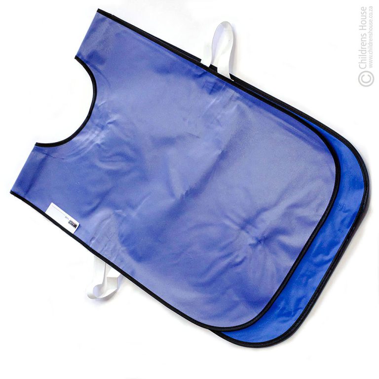 Featured image of the poncho styled Apron - made for sturdy, thick plastic, displaying the elastic that prevents the apron from slipping off the childrens' shoulders