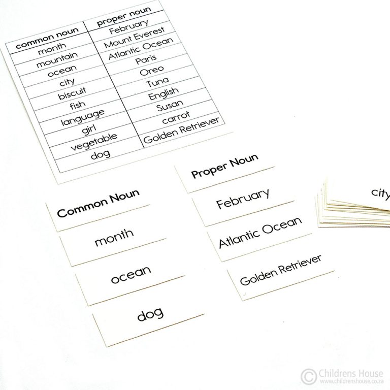 Common Proper Nouns Childrens House Montessori Materials