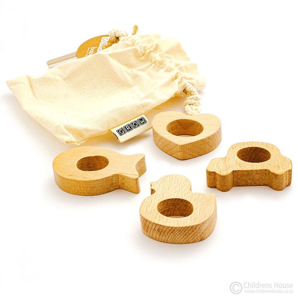 The 4 birch wood teethers, manufactured from birch wood, and sold in a bag. Childrens House believe that Montessori work, begins from the day the Child is born.