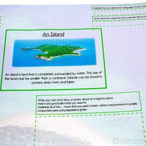 The featured image is that of the Island activity Mat. It is a mat for the Montessori class, a group of children take a separate instruction, research and produce their own work to present to the class.