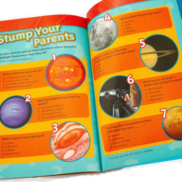 This featured image is of one of the range of National Geographic Kids Readers, all about Planets. These range in level from a pre-reader, to a level 1 as a co-reader, and level; 2 and 3. This is a level 2 book for children who are ready to read. independently. There are quizzes, facts and interesting reading sections.
