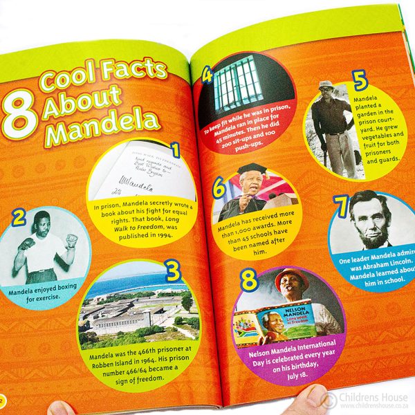 This featured image is of one of the range of National Geographic Kids Readers. These range in level from a pre-reader, to a level 1 as a co-reader, and level 2 and 3. This is a level 3 book for children who are able to read independently. This book tells of Nelson Mandela, the black leader who saved South Africa from the apartheid era. There are things to do, facts, quizzes, and interesting reading sections, which tell us of his life and how he grew up.