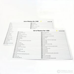 The featured image is our XCurricula product, the List of Factors for numbers from 1 to 100. This product is designed and manufactured by Childrens House. Printed on both sides of our unique VXCard, factors are a number that divides the given number exactly with 0 remainder.