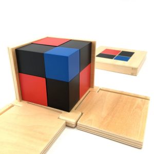 The Binomial Cube forms part of the Montessori Smile School's math activities